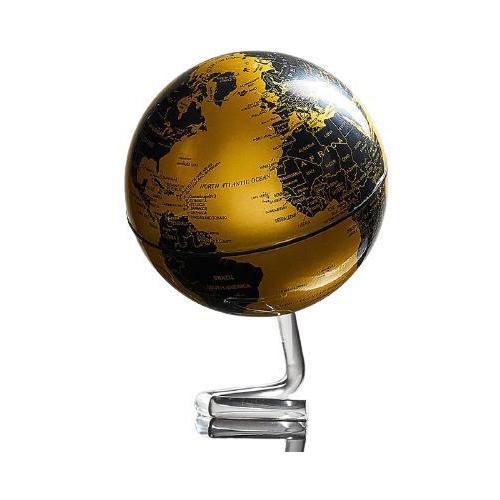 Globe terrestre métal noir et or socle bois manguier - Objet
