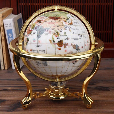 Globe Terrestre Vintage - Sphère blanche - Structure couleur or