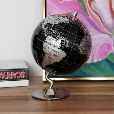 Globe Terrestre design - Noir & Argent