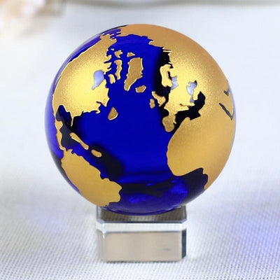 Globe Terrestre en verre - Bleu et Or