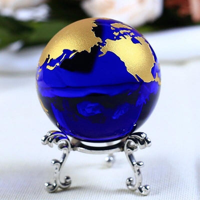 Globe Terrestre en verre - Bleu et Or