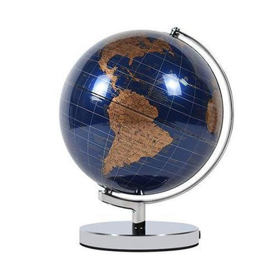 Globe Terrestre métallique chromé (Bleu nuit)