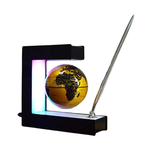 Globe terrestre levitation Support geometrique Sphere Or